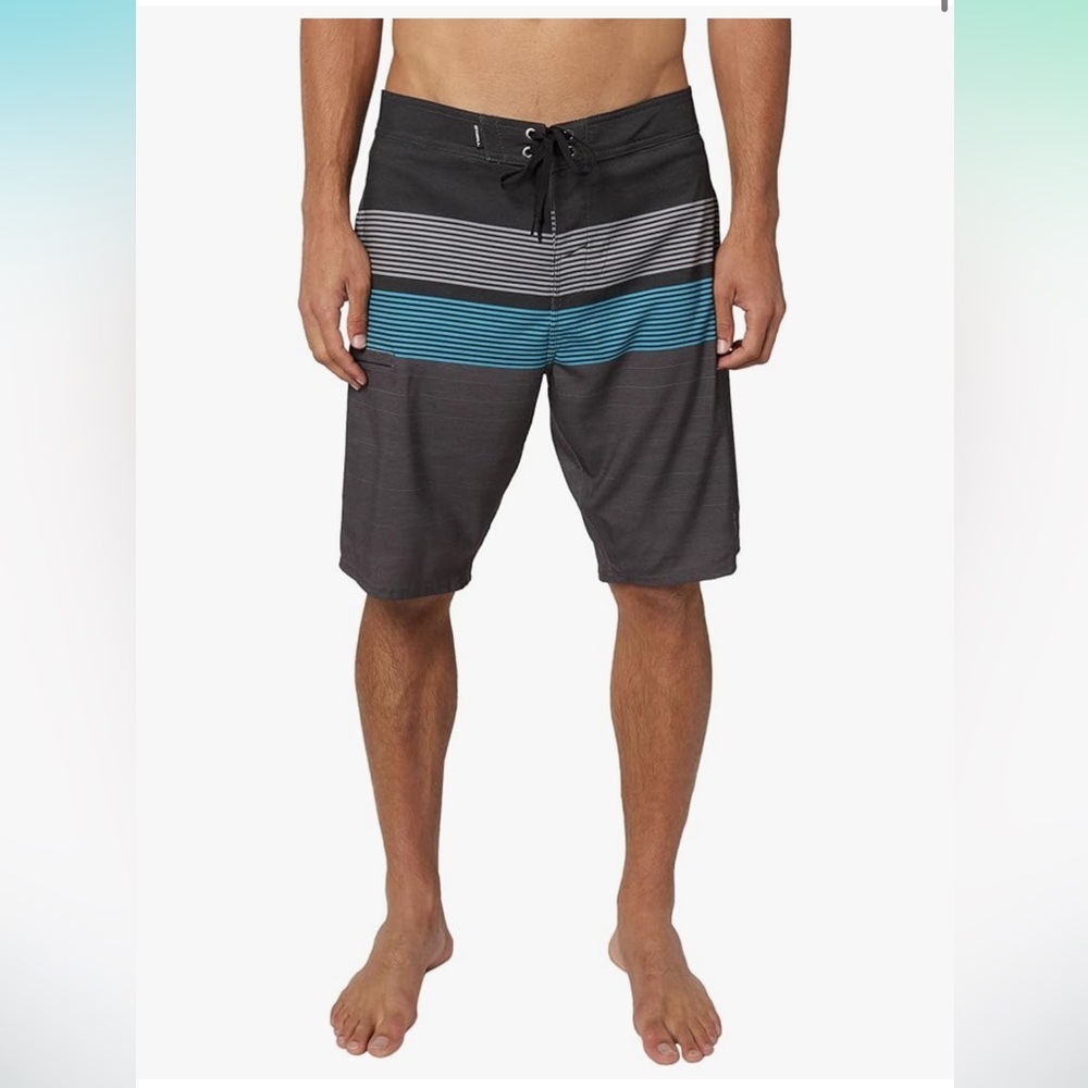 O'Neill Charcoal and Teal Board Shorts Hyperfreak Streak sz 30